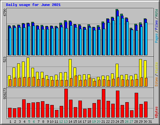 Daily usage for June 2021
