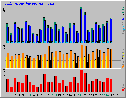 Daily usage for February 2016