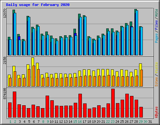 Daily usage for February 2020