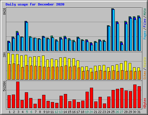 Daily usage for December 2020