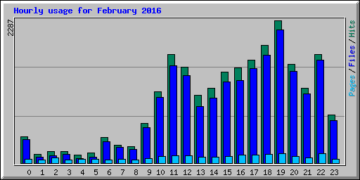 Hourly usage for February 2016
