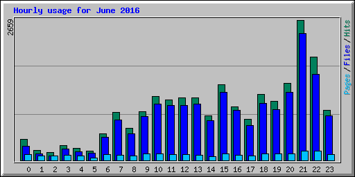 Hourly usage for June 2016
