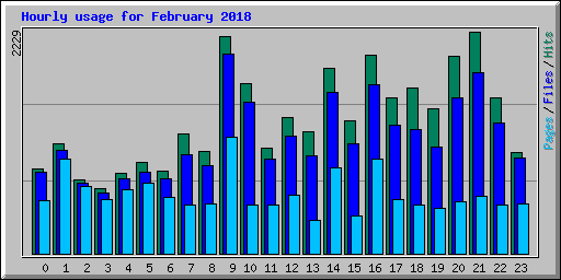 Hourly usage for February 2018